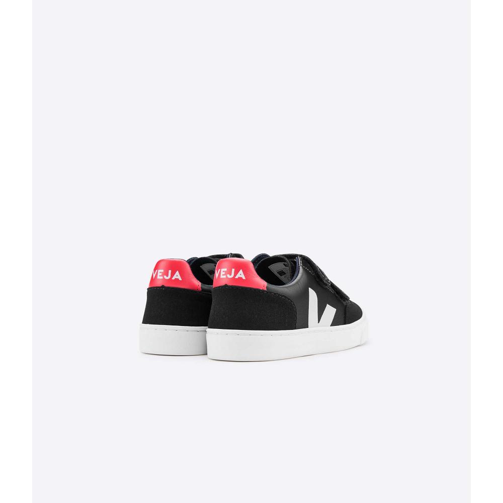 Black/White Kids' Veja V-12 LEATHER Sneakers | AU 870QMA